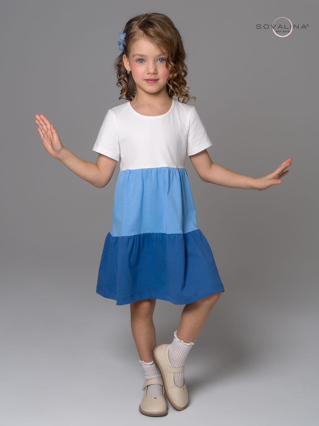 Платье Тия тофу-голубой-синий - Sovalina фото 12