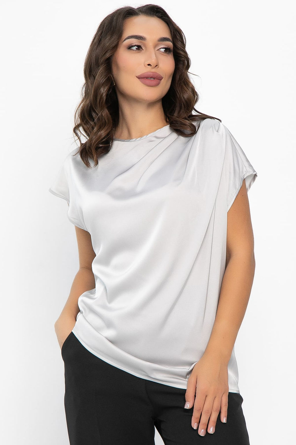 Блуза Маркиза (серая) Б14147-30М - Lt collection фото 2