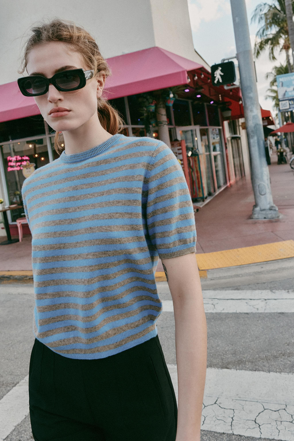 100% WOOL STRIPED SHORT SLEEVE JUMPER - Zara фото 8
