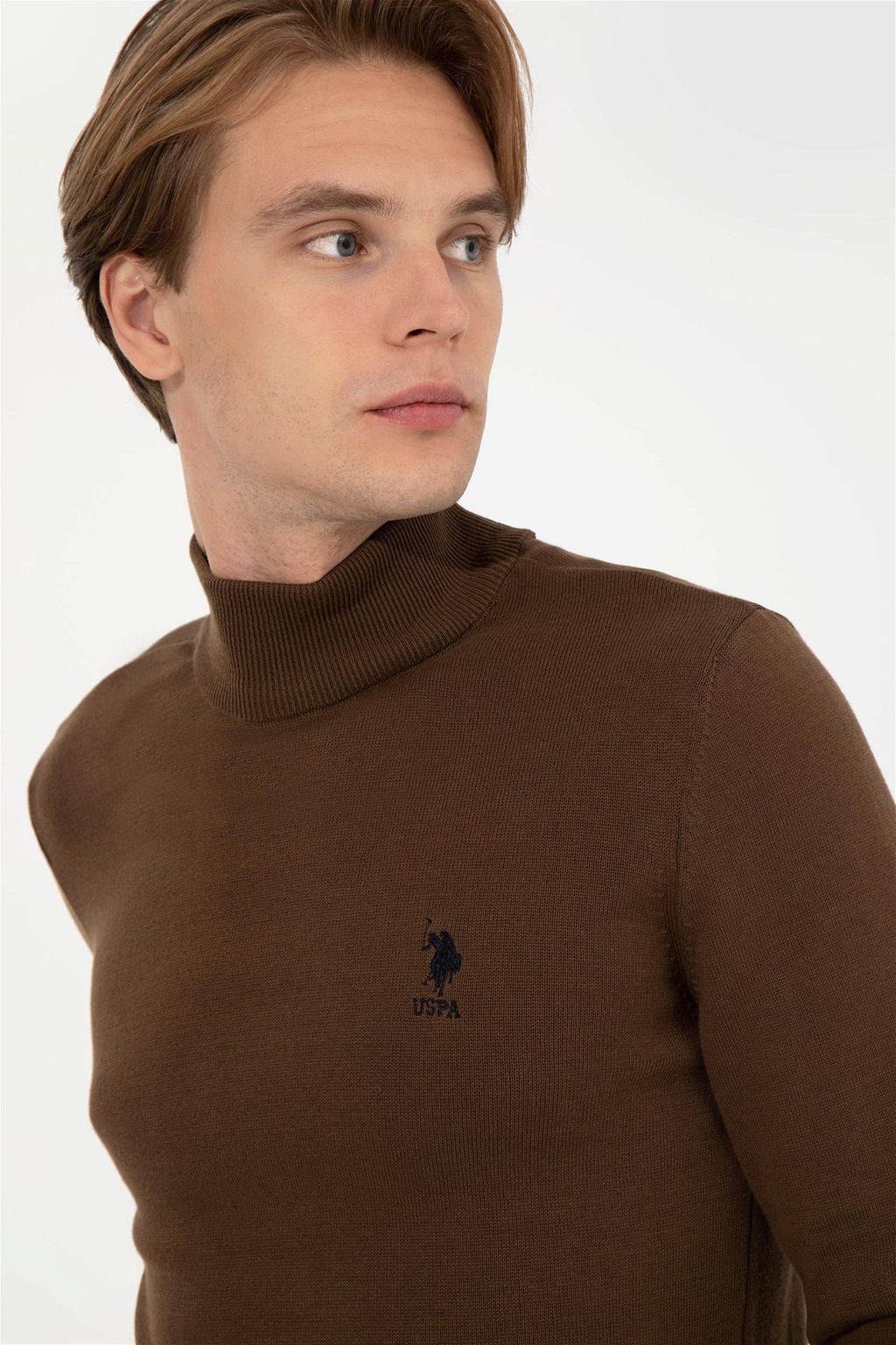 Мужской вязаный свитер кокосового цвета Basic - U.s. polo assn фото 2