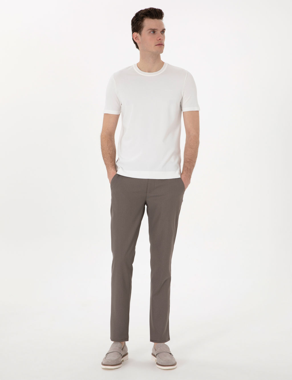 Vizon Slim Fit Beli Lastikli Kanvas Pantolon
