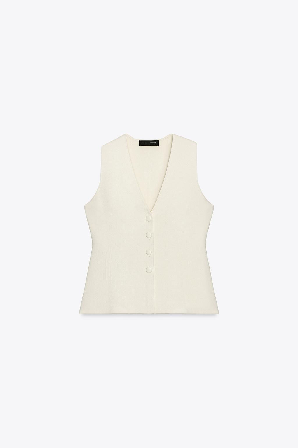 BUTTONED KNIT WAISTCOAT WITH COVERED BUTTONS - Zara фото 7