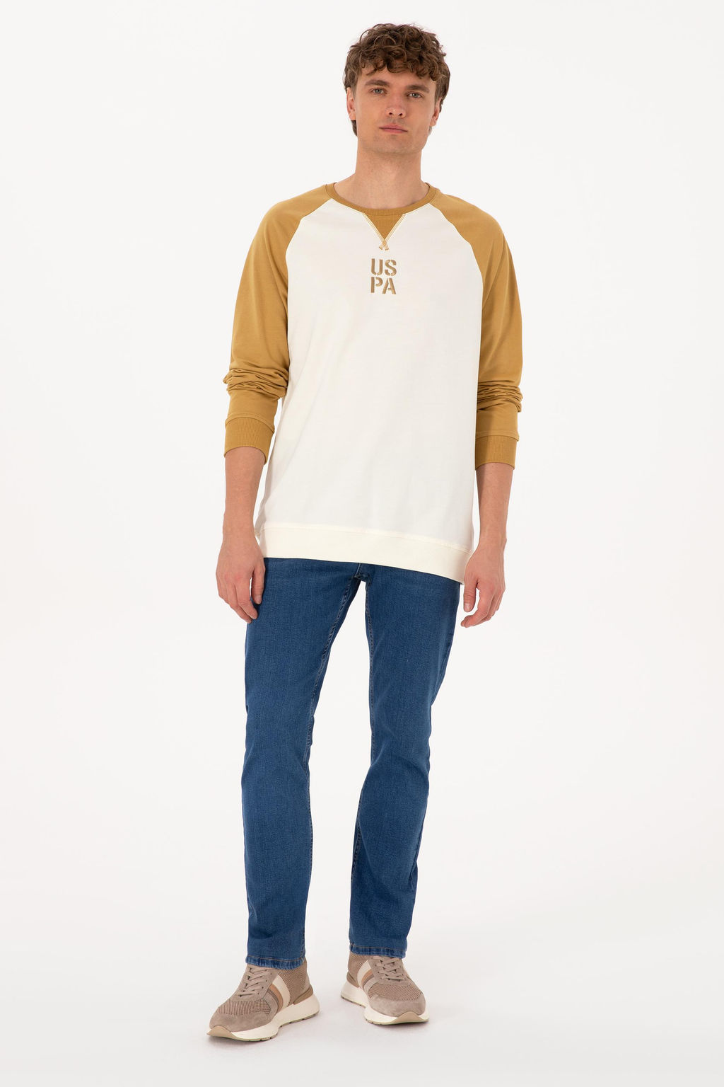 Erkek Bisiklet Yaka Regular Fit Haki Sweatshirt - U.s. polo assn фото 4