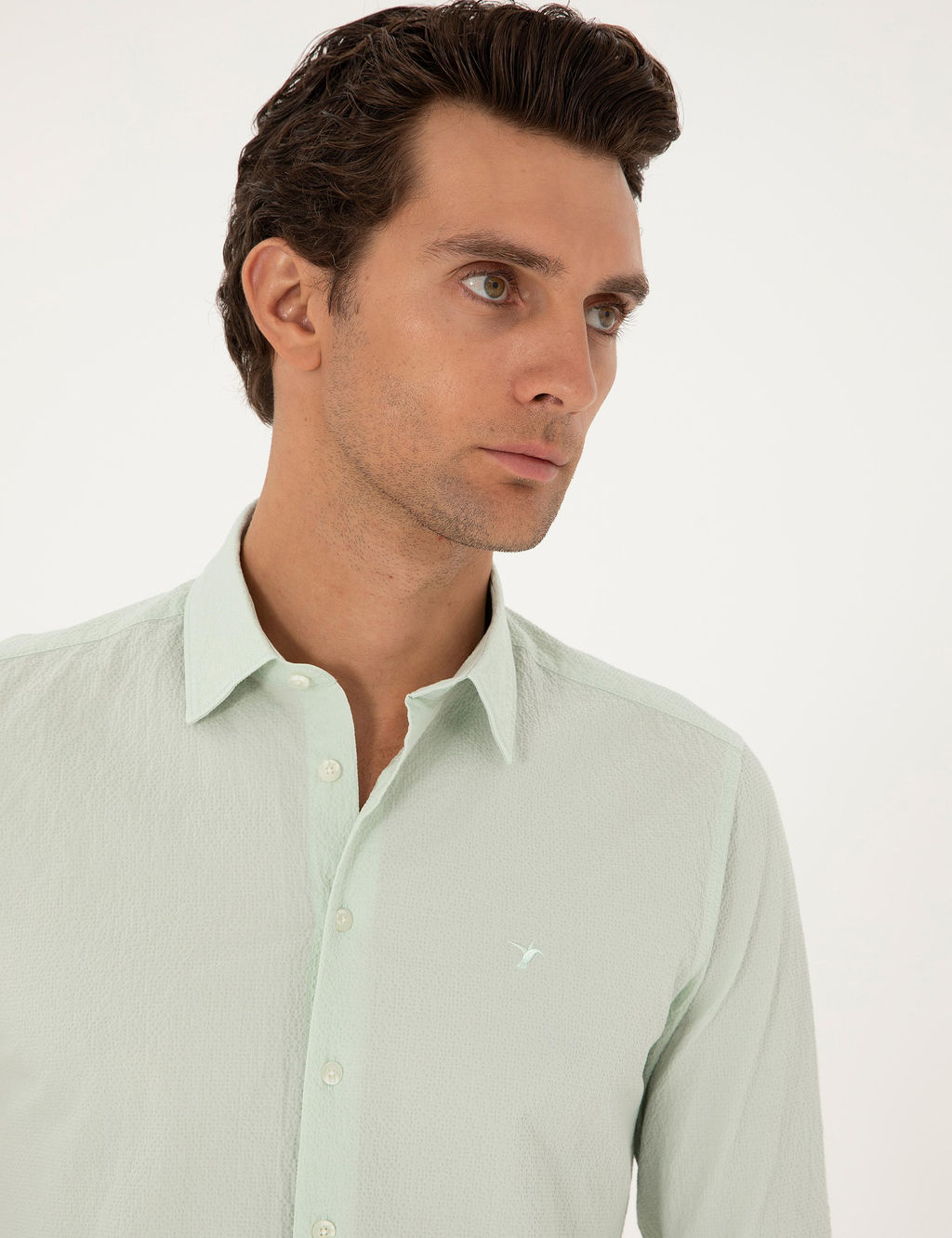 Мятная приталенная рубашка с длинным рукавом - Cacharel фото 2