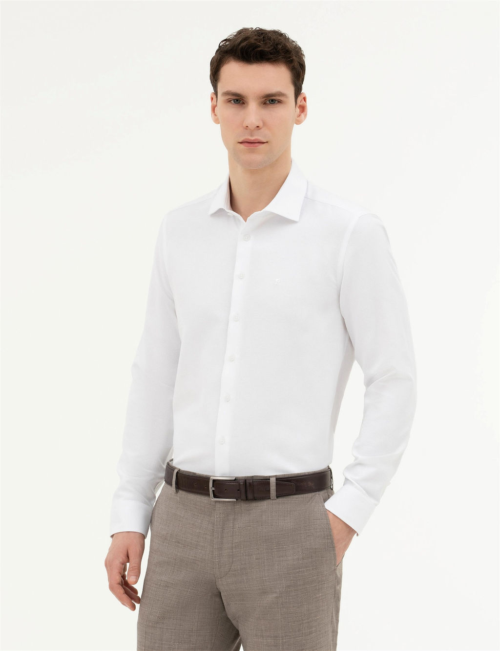 Beyaz Slim Fit Uzun Kollu G_mlek