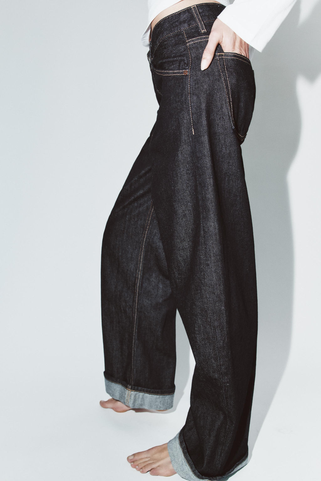 JEANS TRF BAGGY FOLDED TIRO MEDIO / ?ndigo oscuro - Zara фото 5