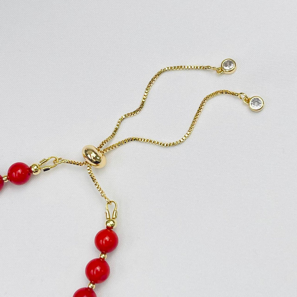 Браслет регулируемый из Коралла - Радуга самоцветов фото 4