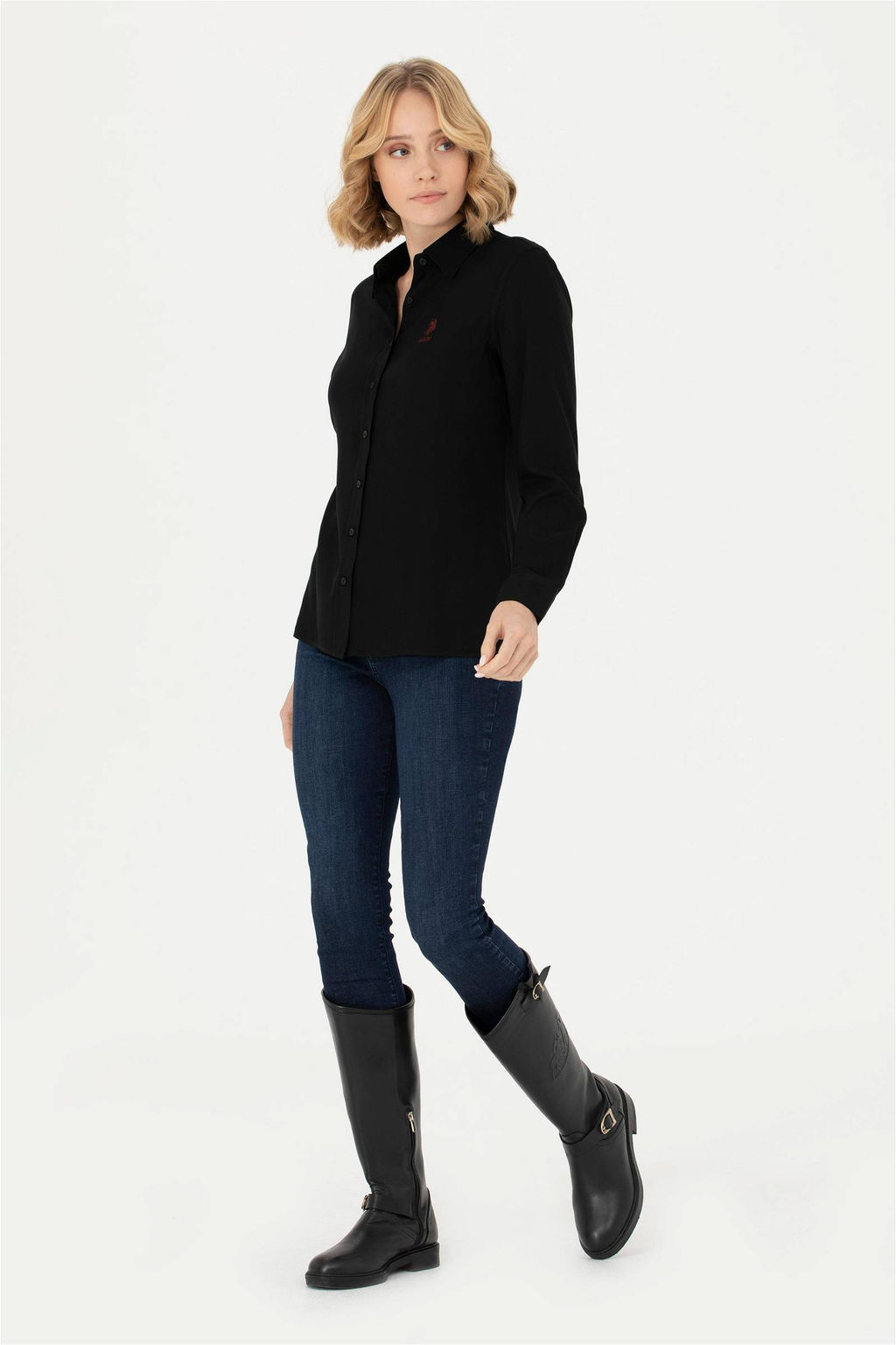 U. S. Polo Assn Женская черная рубашка с длинным рукавом - U.s. polo assn фото 4