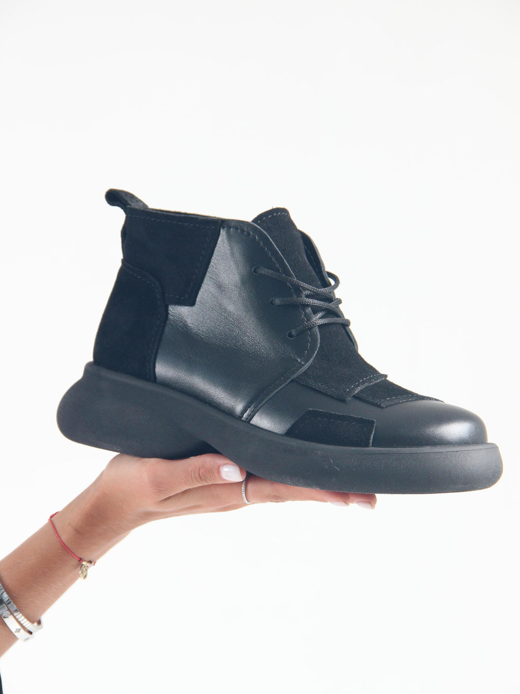 Ботинки 305.927bl.Черный черная замша/байка