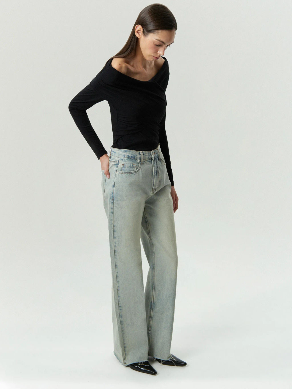 Лонгслив с открытыми плечами, B3111/mistery