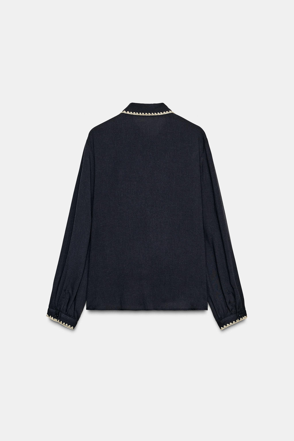 BLOUSE WITH TIE AND CONTRAST TOPSTITCHING - Zara фото 8