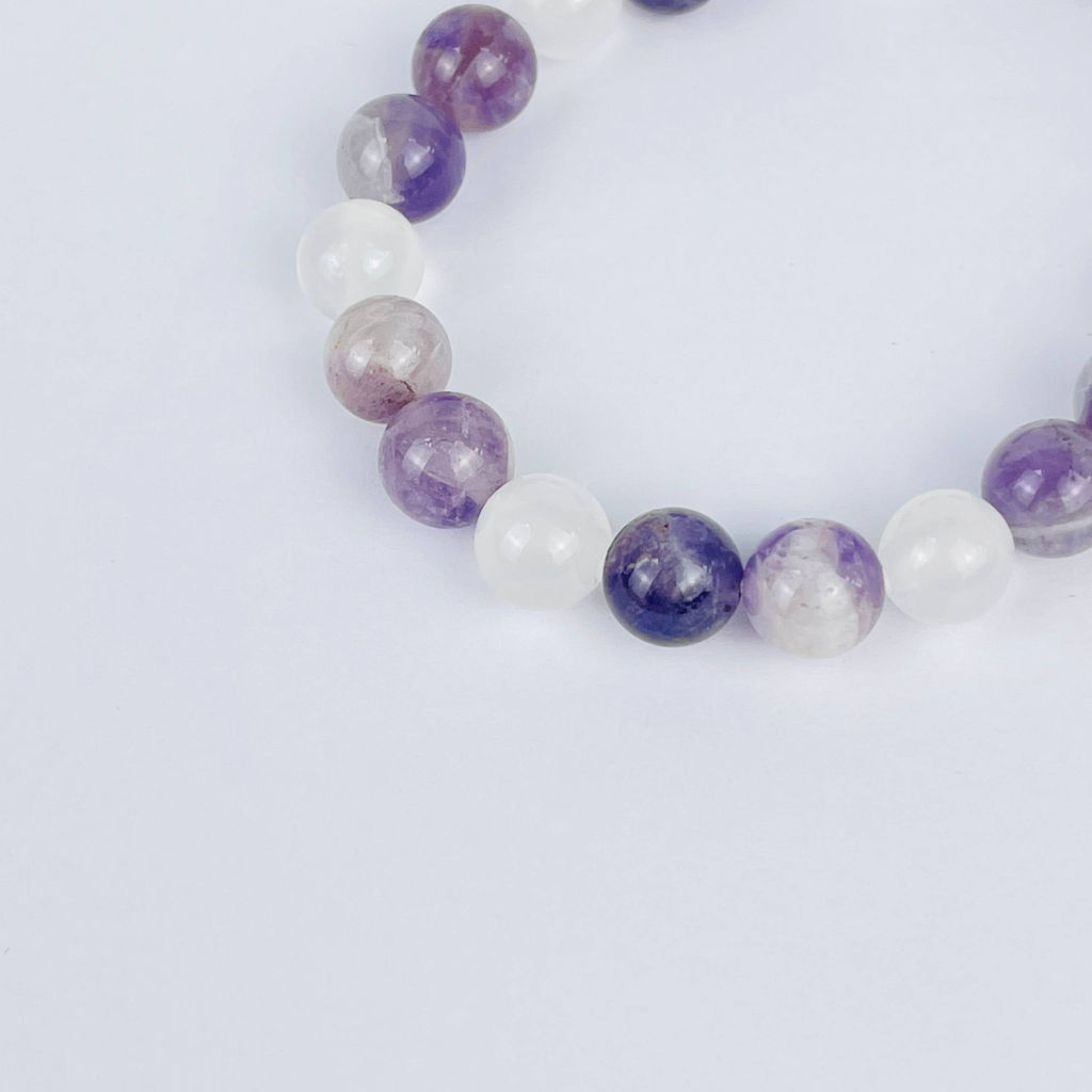 Браслет из Аметиста и Селенита 16 см