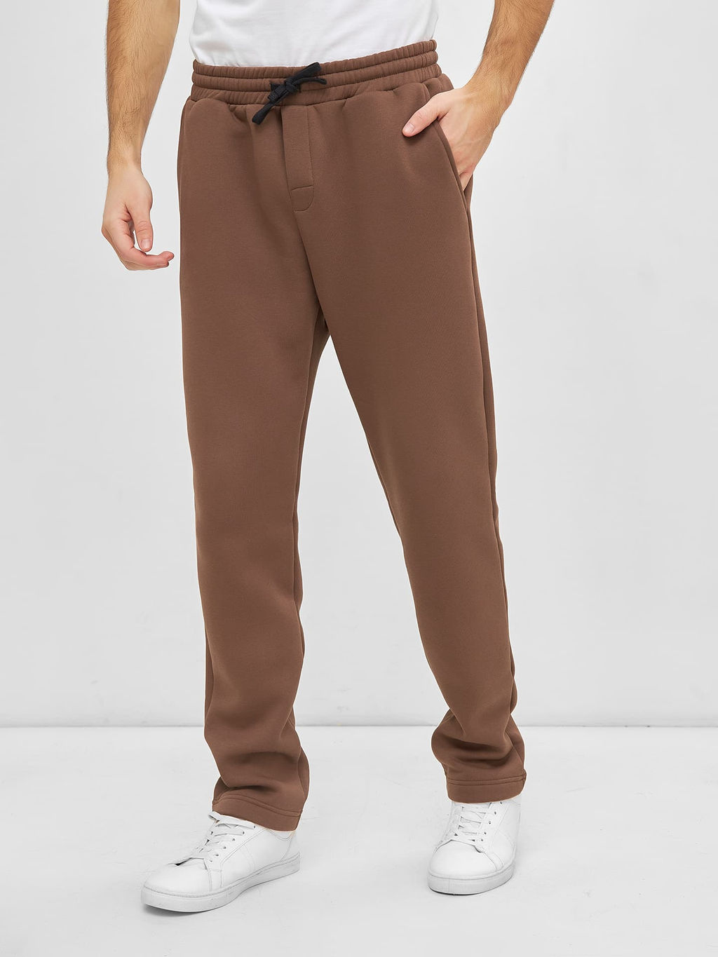 Теплые однотонные брюки в кофейном цвете кофе 181234