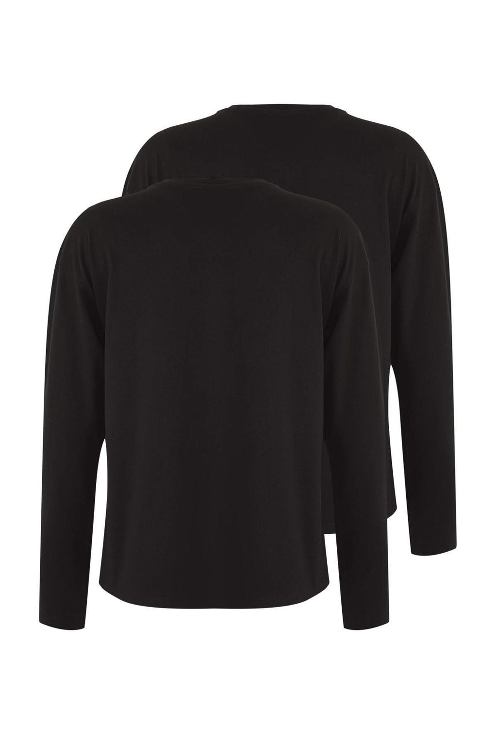 TRENDYOLMILLA Siyah-Beyaz 2li Paket %100 Suprem Oversize/Genis Kesim Orme T-Shirt TWOAW25TS00004 фото 2