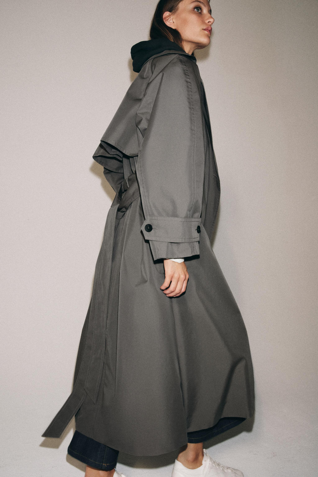 TRENCH OVERSIZE CINTUR?N ZW COLLECTION / Gris / Tostado - Zara фото 3