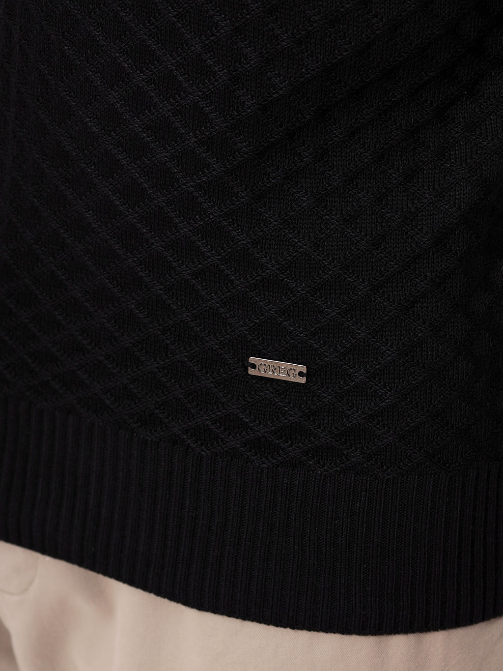 Джемпер мужской с воротником поло GREG G128-12-ромб F (черный)  фото 4