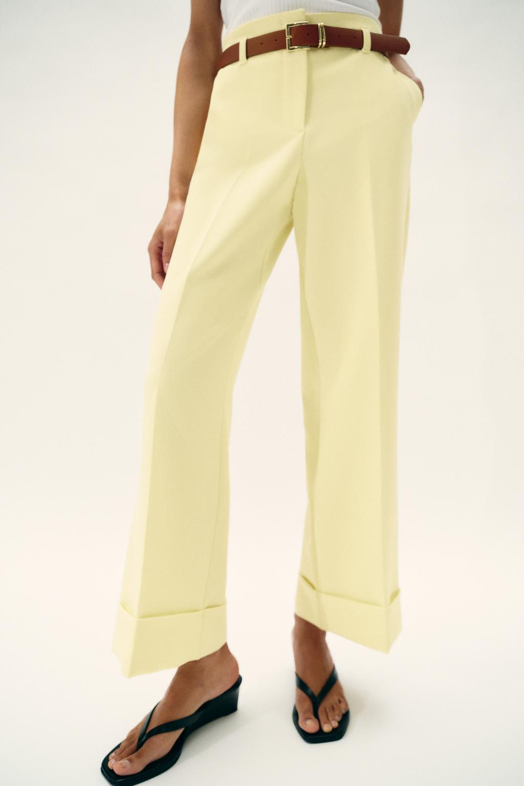 TROUSERS WITH TURN-UP CUFFS AND BELT - Zara фото 2