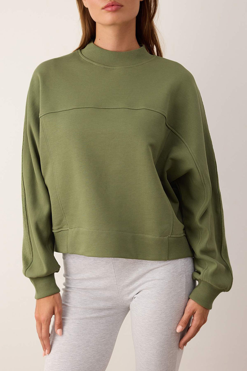 Haki Premium Oversize/Genis Kal?p Dik Yaka Kal?n Ici Polarl? Orme Sweatshirt TWOAW26SW00205 - Trendyolmilla фото 3