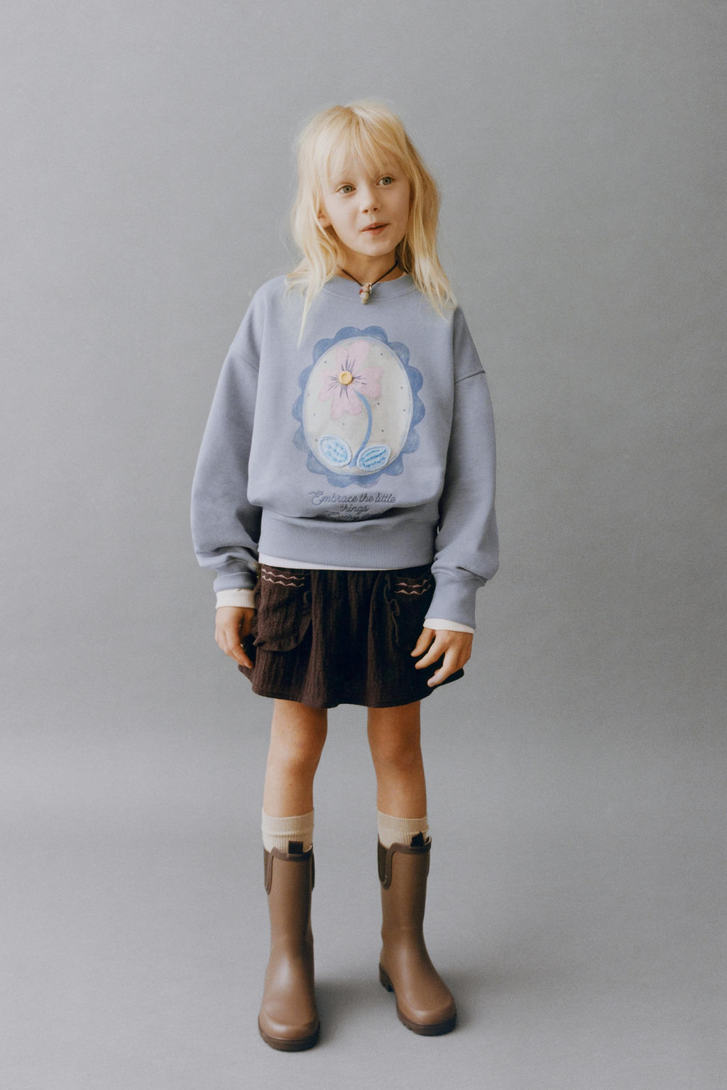 FLORAL PRINT SWEATSHIRT WITH CROCHET DETAIL - Zara фото 5