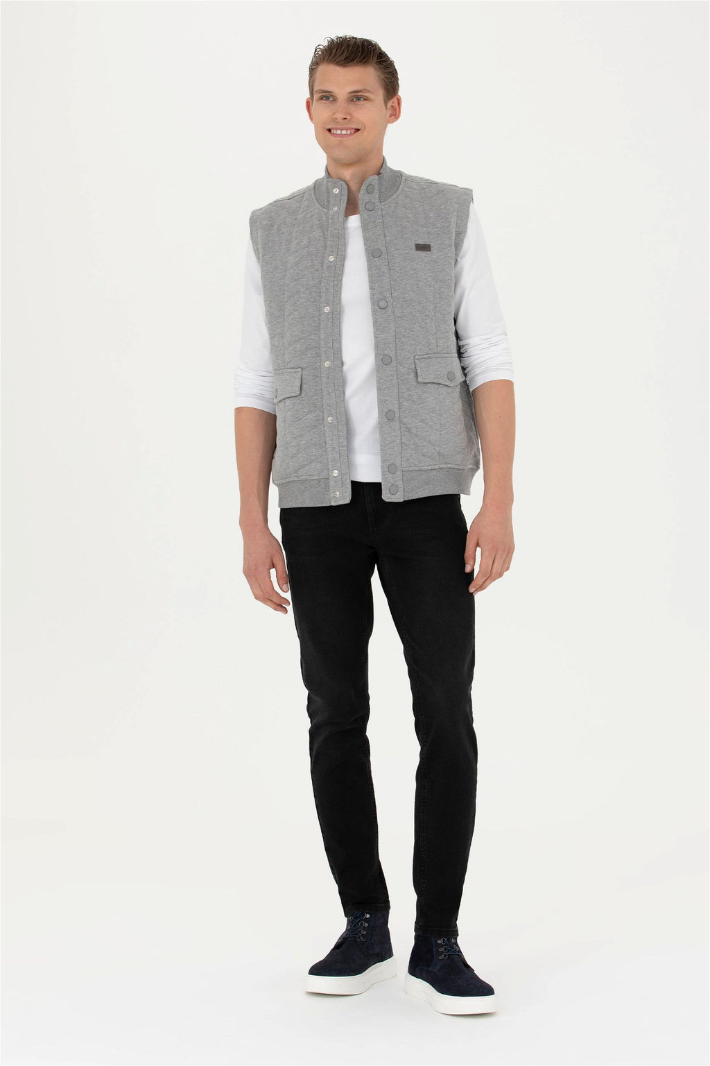 Мужской серый меланжевый вязаный кардиган - U.s. polo assn фото 4