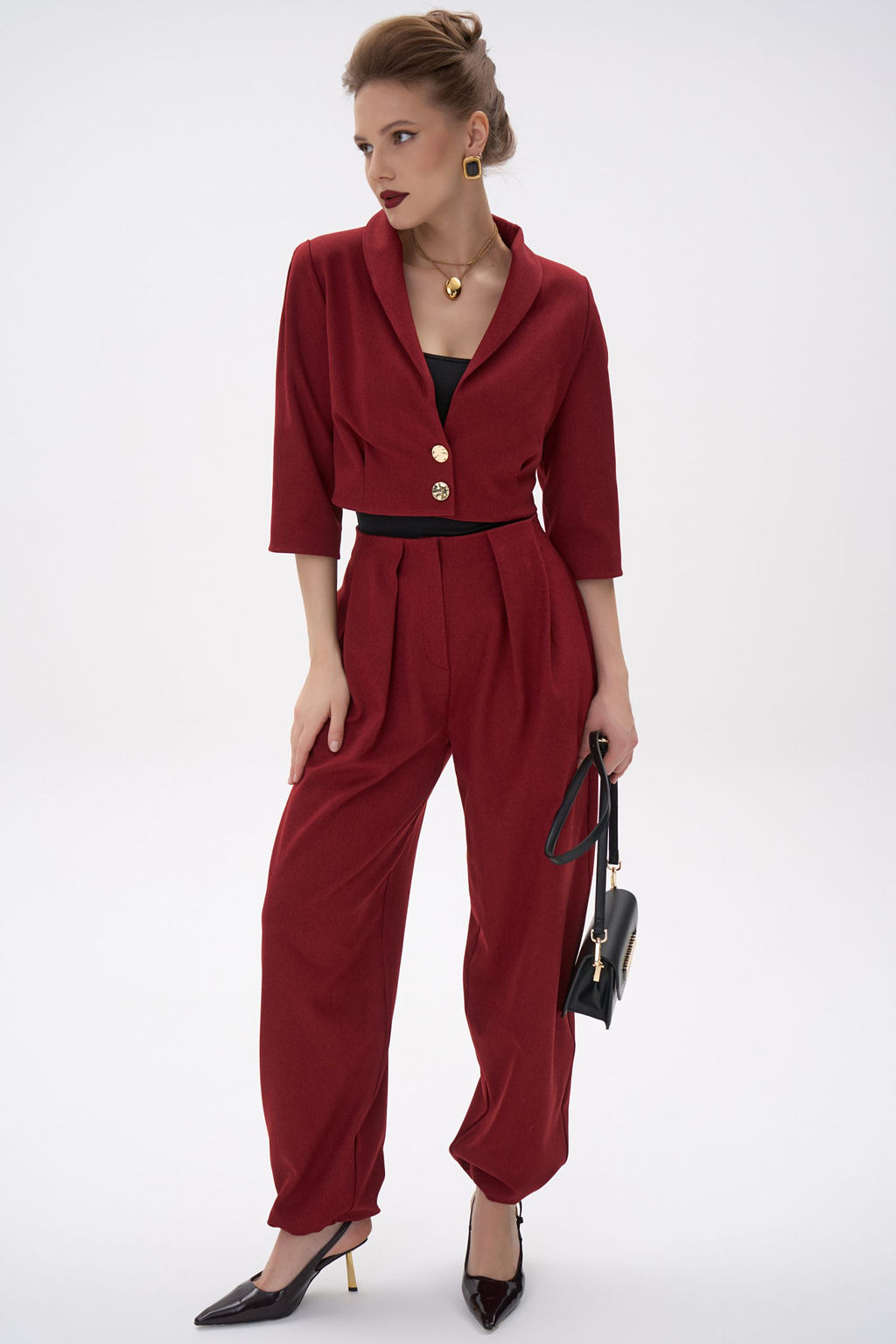 Короткий пиджак Джуди (бордовый) - Эльза фото 9