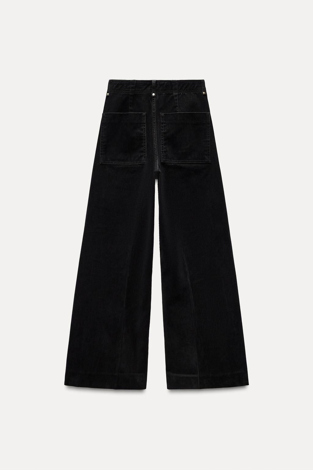 ZW COLLECTION WIDE-LEG HIGH-WAIST FLOCKED JEANS - Zara фото 8