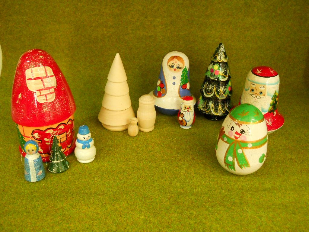 Матрешка "Ёлочка" под роспись 3 в 1 (елочка, дед мороз, снеговик) (РНИ) (Новый год)