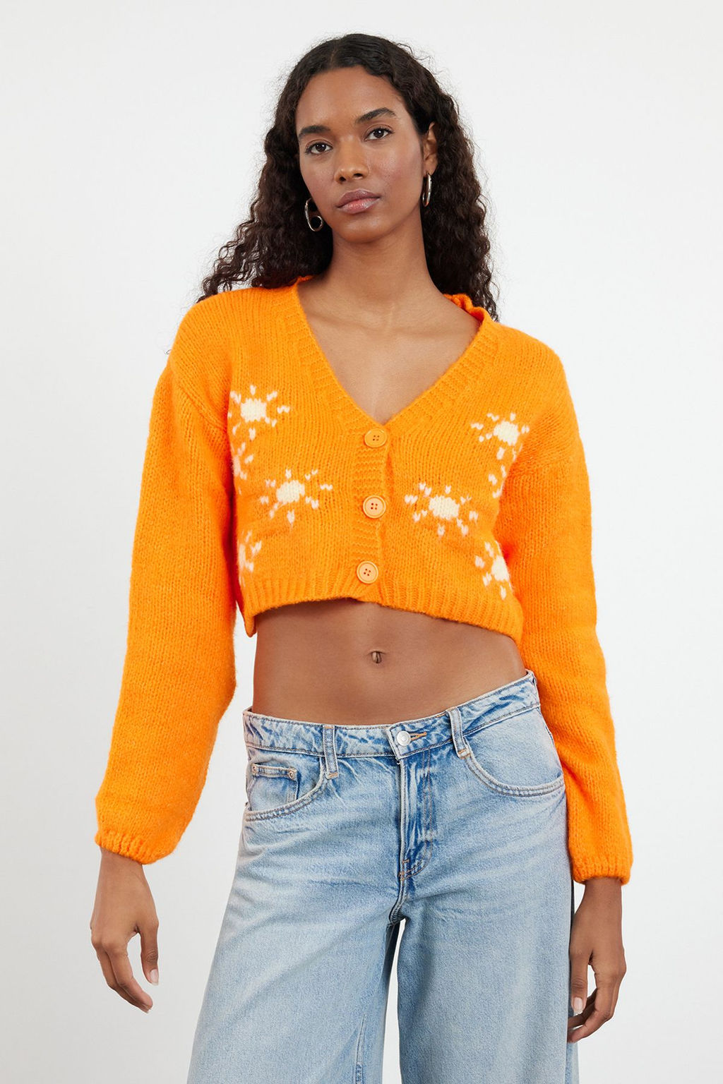 Turuncu Yumusak Dokulu Desenli Triko H?rka TWOAW22HI0026