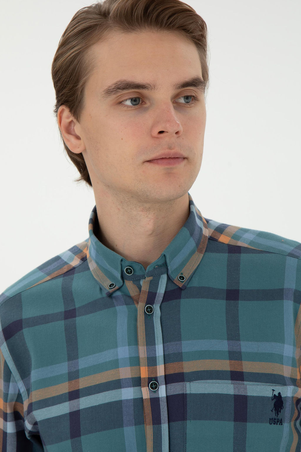 Мужская темно-зеленая рубашка с длинным рукавом Неожиданная скидка в корзине - U.s. polo assn фото 3