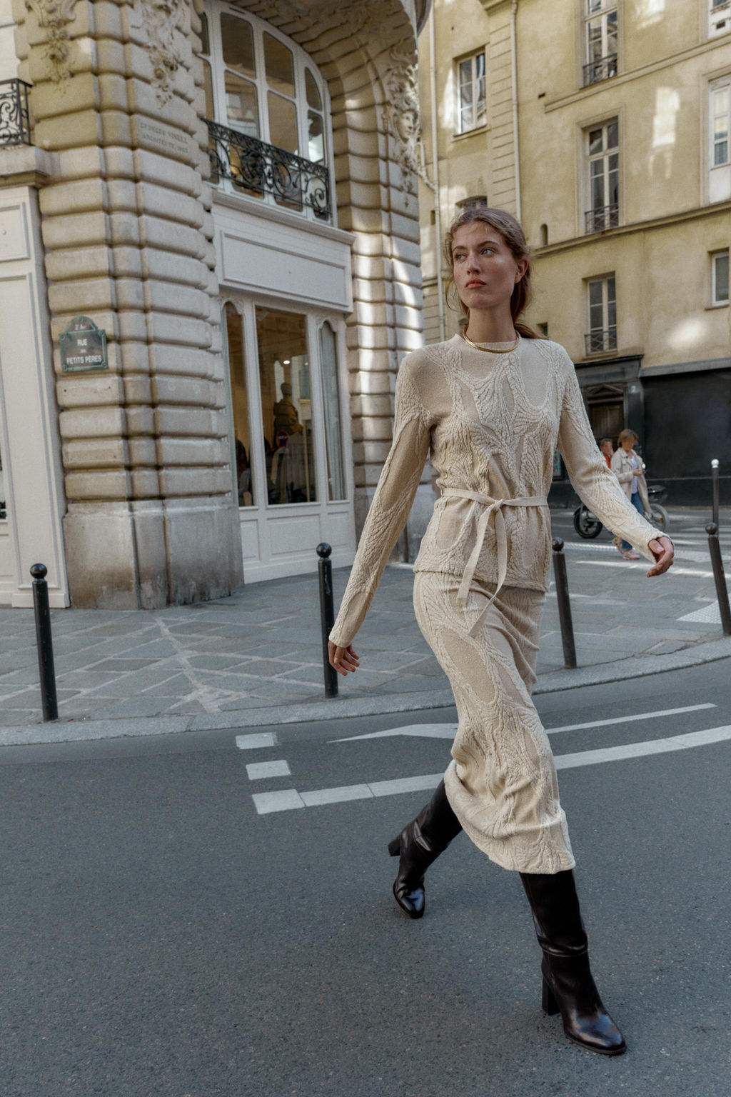 JACQUARD TOP WITH BELT
