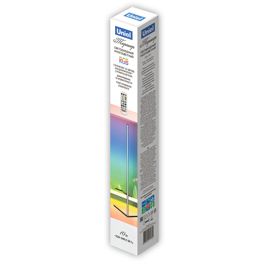 ULM-T630 10W/RGB/DIM/RC BLACK Торшер напольный светодиодный, 10W. RGB свет. Диммер. Пульт ДУ (в/к). Черный. ТМ Uniel - Volpe фото 18