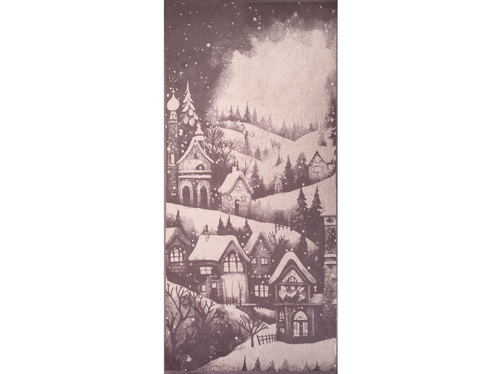 Полотенце махровое 6с102.411ж1 Снежный пейзаж(т.с.мальв1) 67х150см