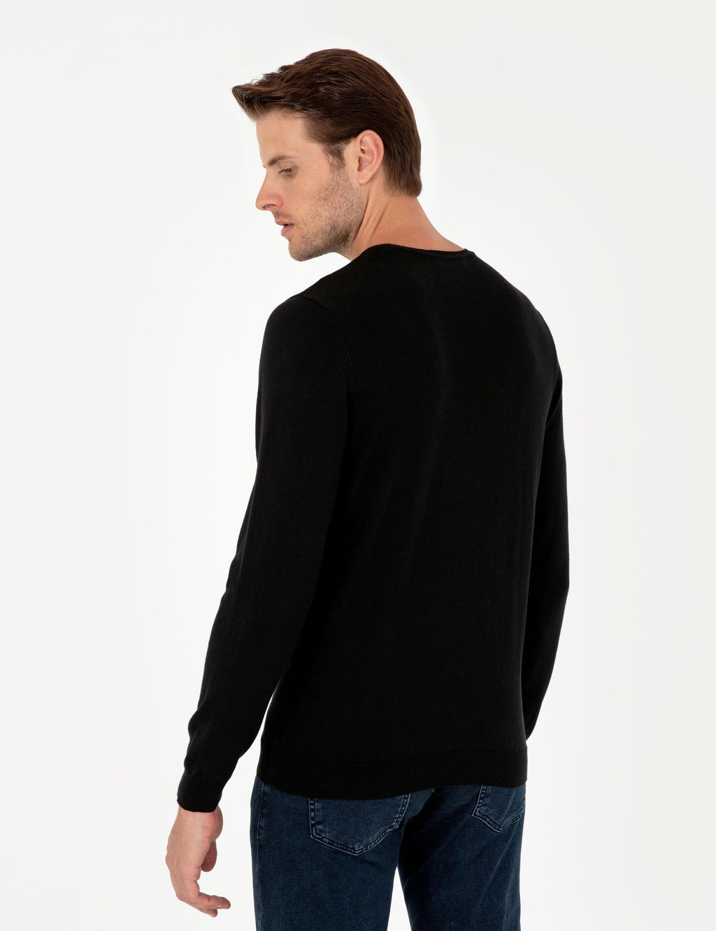 Siyah Slim Fit Bisiklet Yaka Basic Triko Kazak - Pierre cardin фото 5