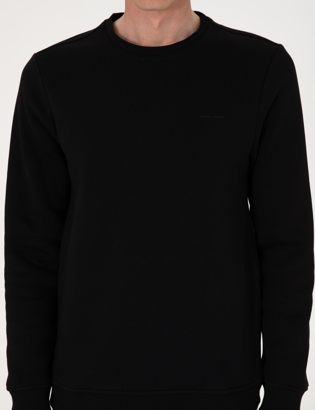 Siyah 3 _plik Regular Fit __i Polarl_ Bisiklet Yaka Basic Sweatshirt