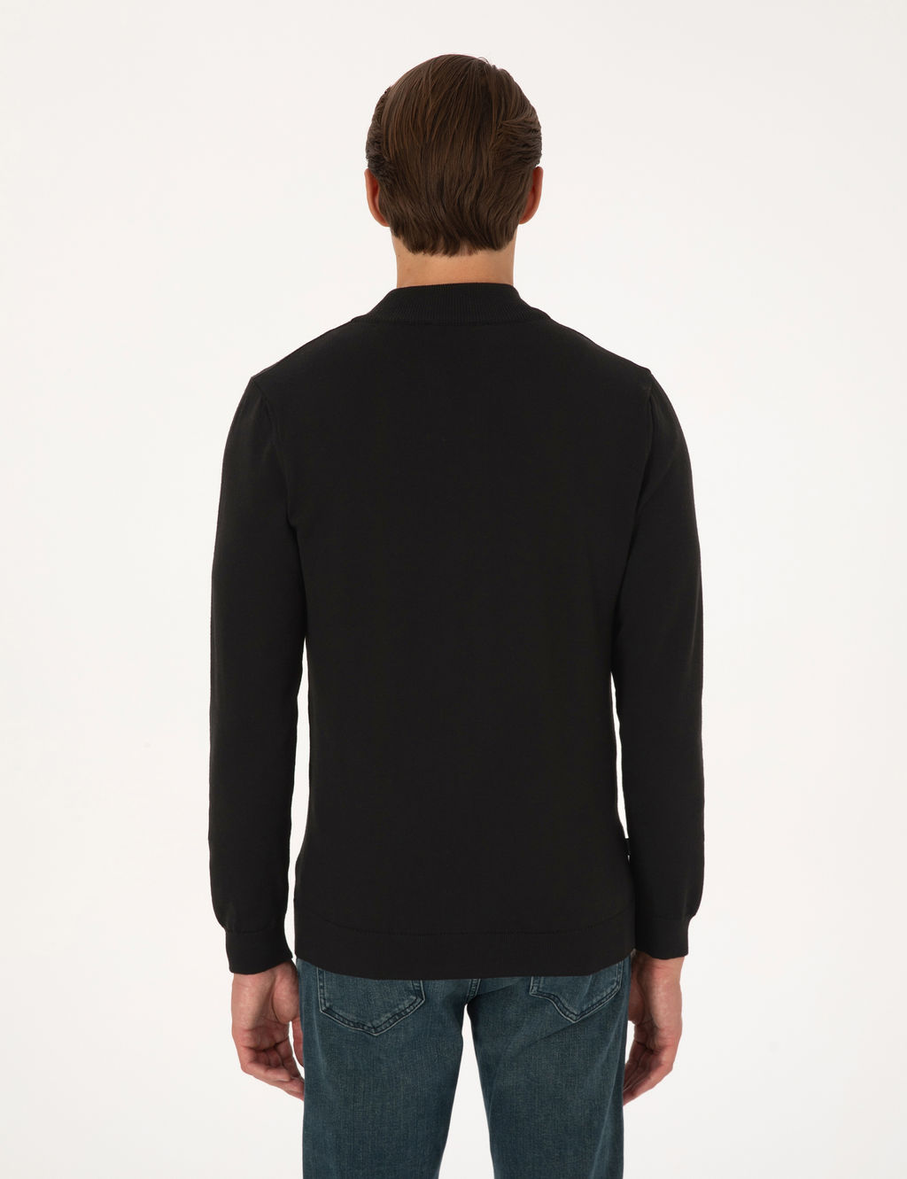 Siyah Slim Fit Fermuarl_ Triko H_rka