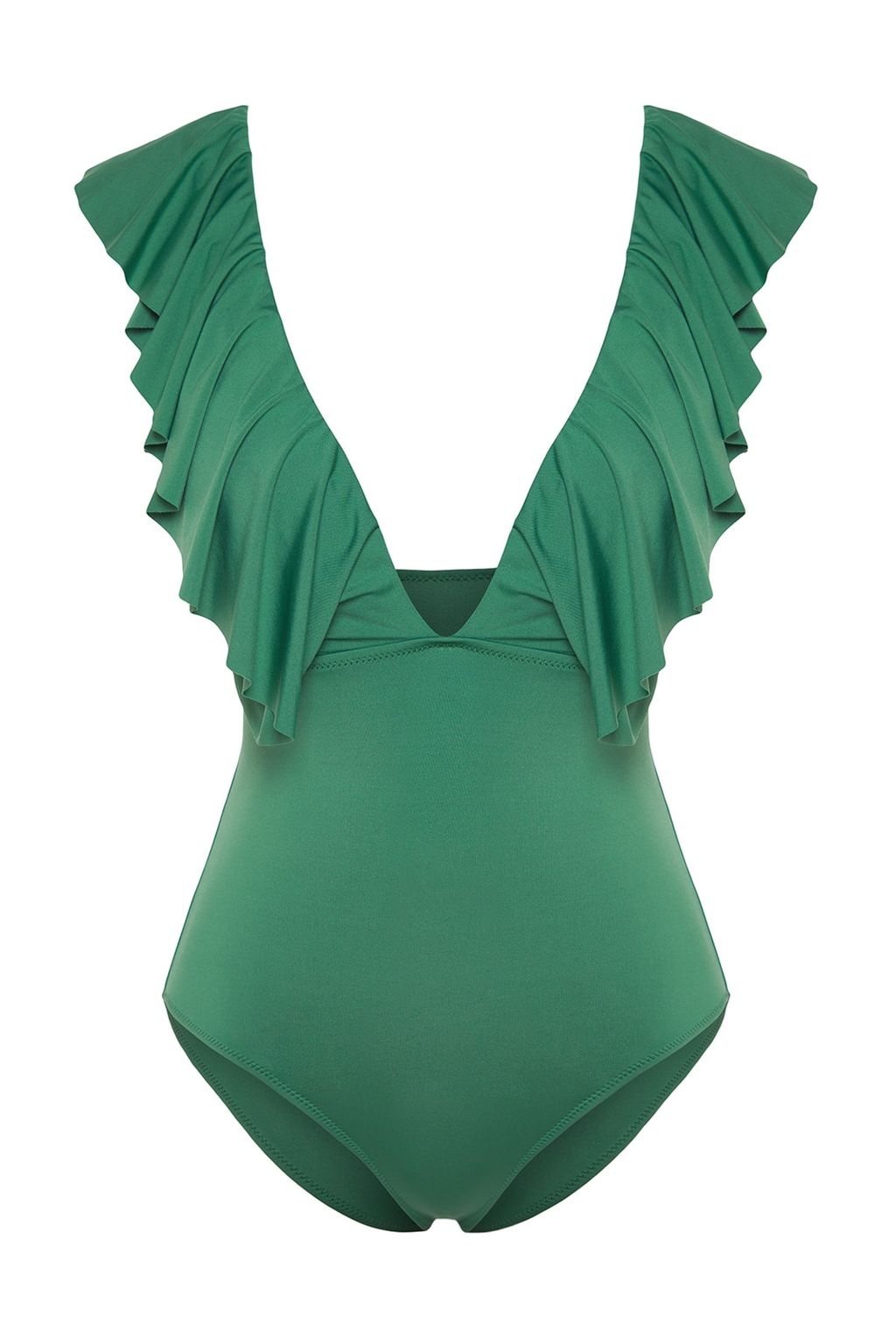 Yesil Derin Dekolteli Volanl? Normal Paca Mayo TBESS23MA00279