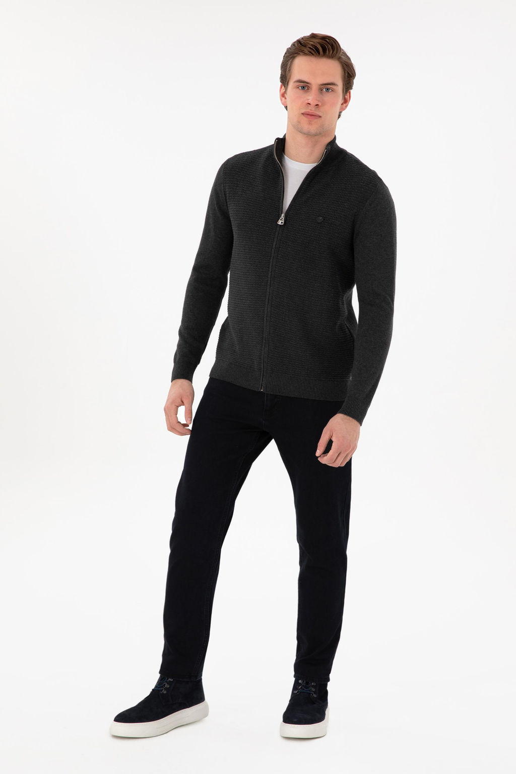 Мужской антрацит Меланг Базовый вязаный вязаный вязаный - U.s. polo assn фото 4