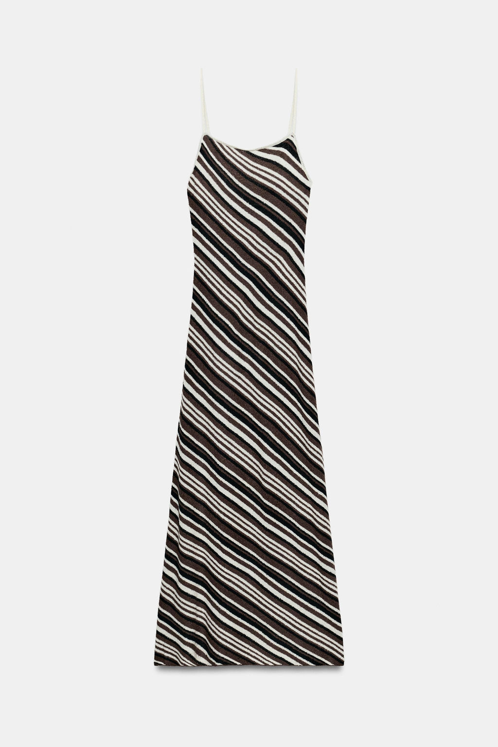 VESTIDO MIDI R?STICO RAYAS / Negro / Marr?n - Zara фото 8