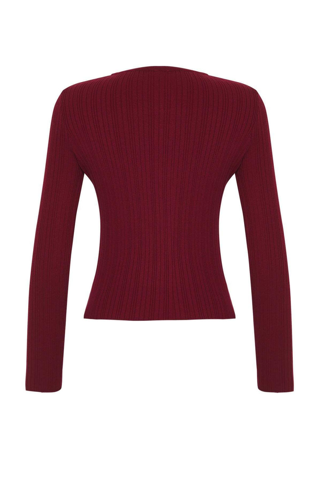 Bordo 2li Fitilli Premium/Ozel Iplikli Yumusak Dokulu Triko H?rka-Bluz Tak?m TWOAW26HI00003