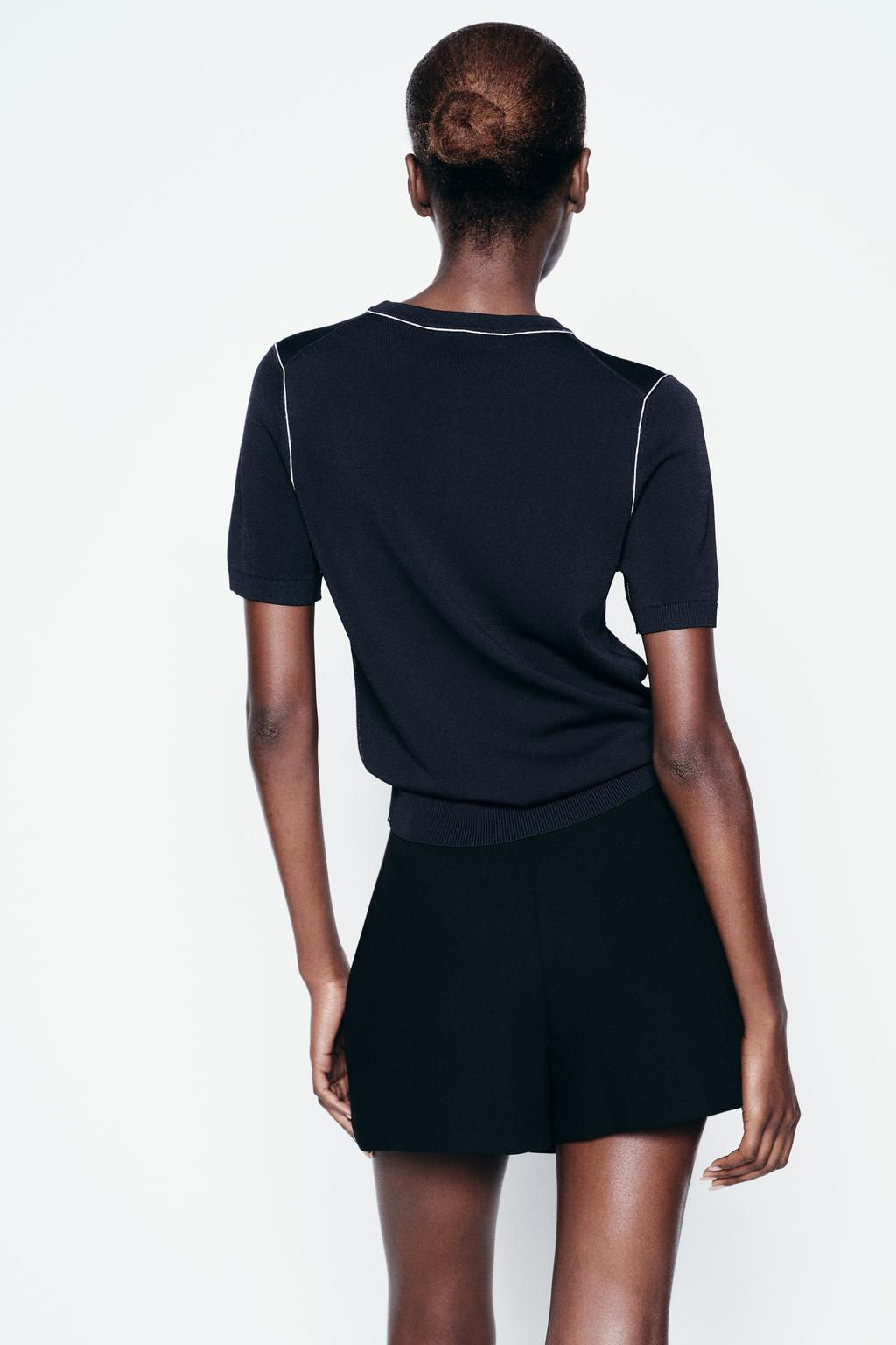 PLAIN KNIT TOP WITH CONTRAST TRIMS - Zara фото 3