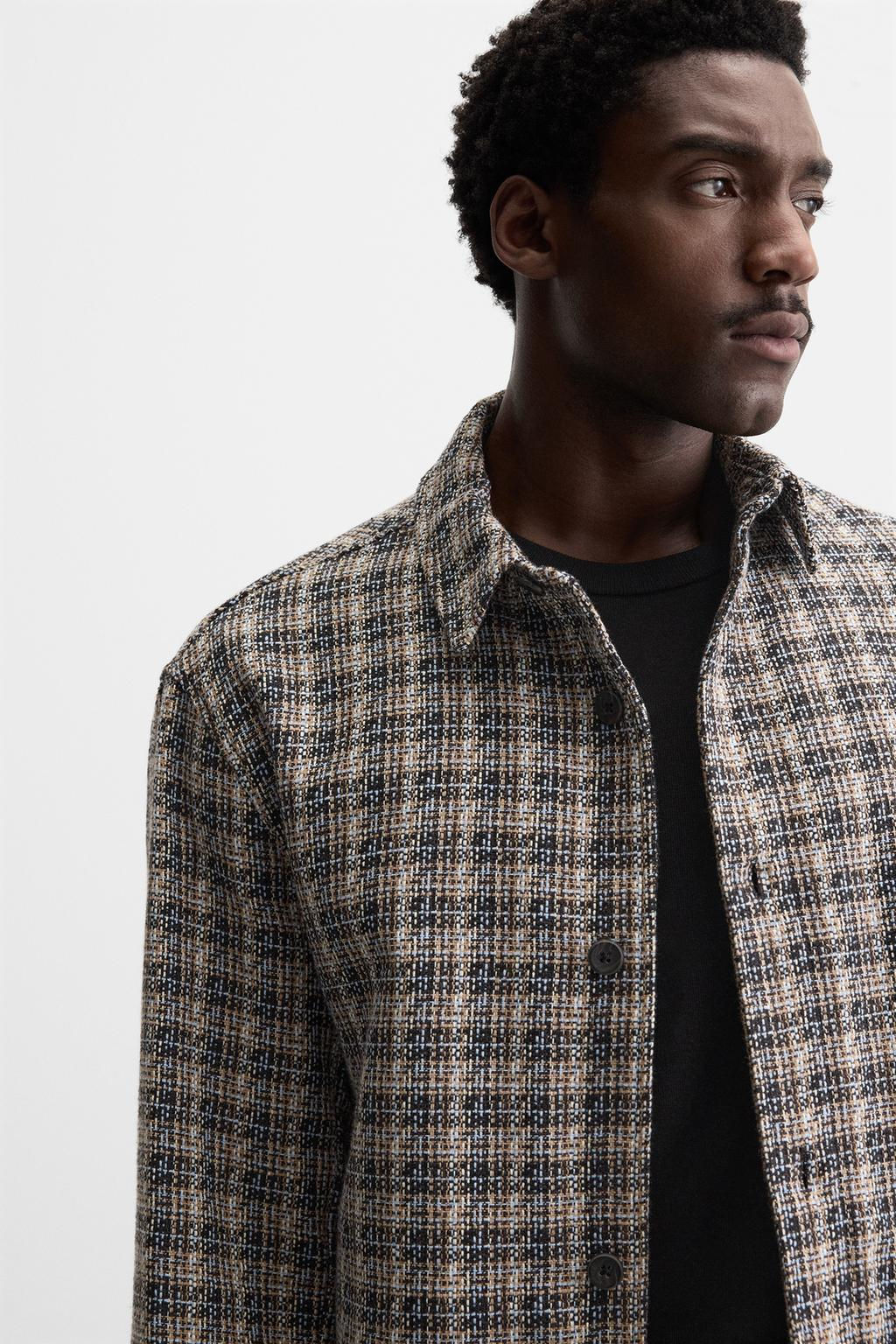 TEXTURED CHECK OVERSHIRT - Zara фото 5