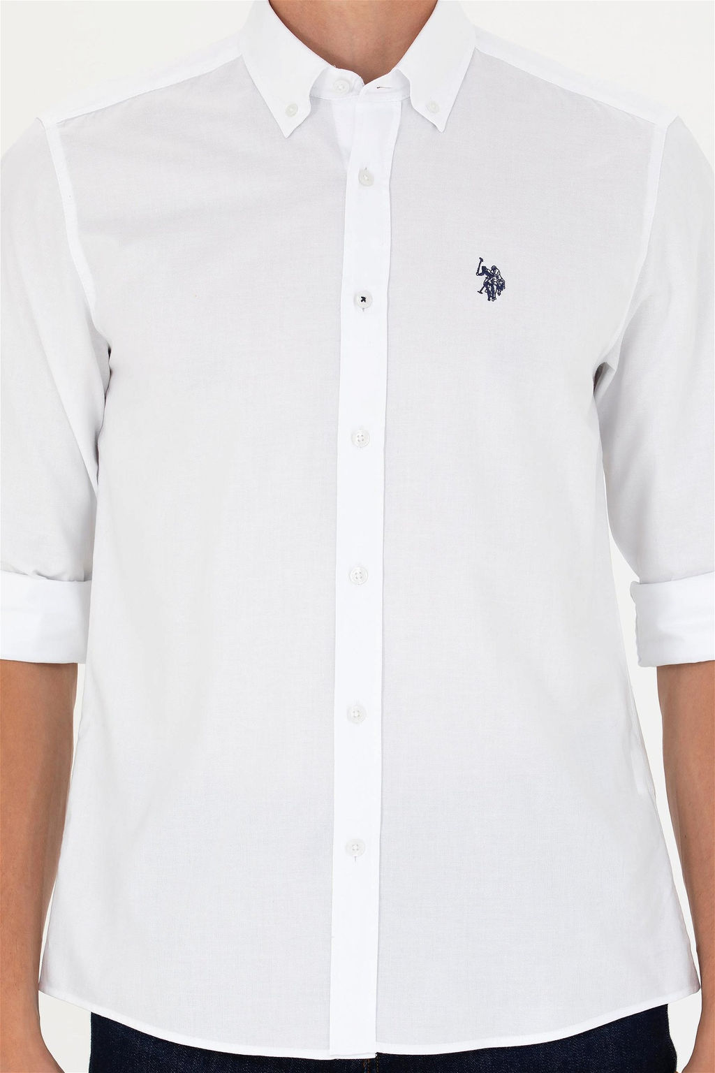 Мужская белая базовая рубашка с длинным рукавом - U.s. polo assn фото 6