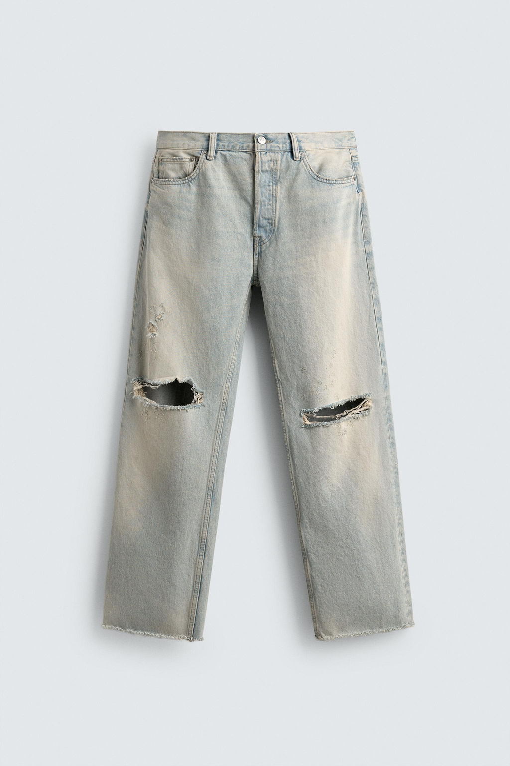 JEANS STRAIGHT CROPPED FIT / Azul claro - Zara фото 7