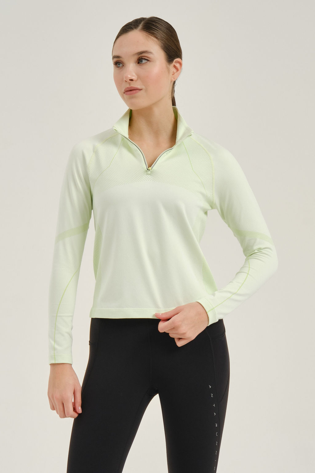Лонгслив Бежевый/Зеленый ADVANCED RUNNING LS Tee