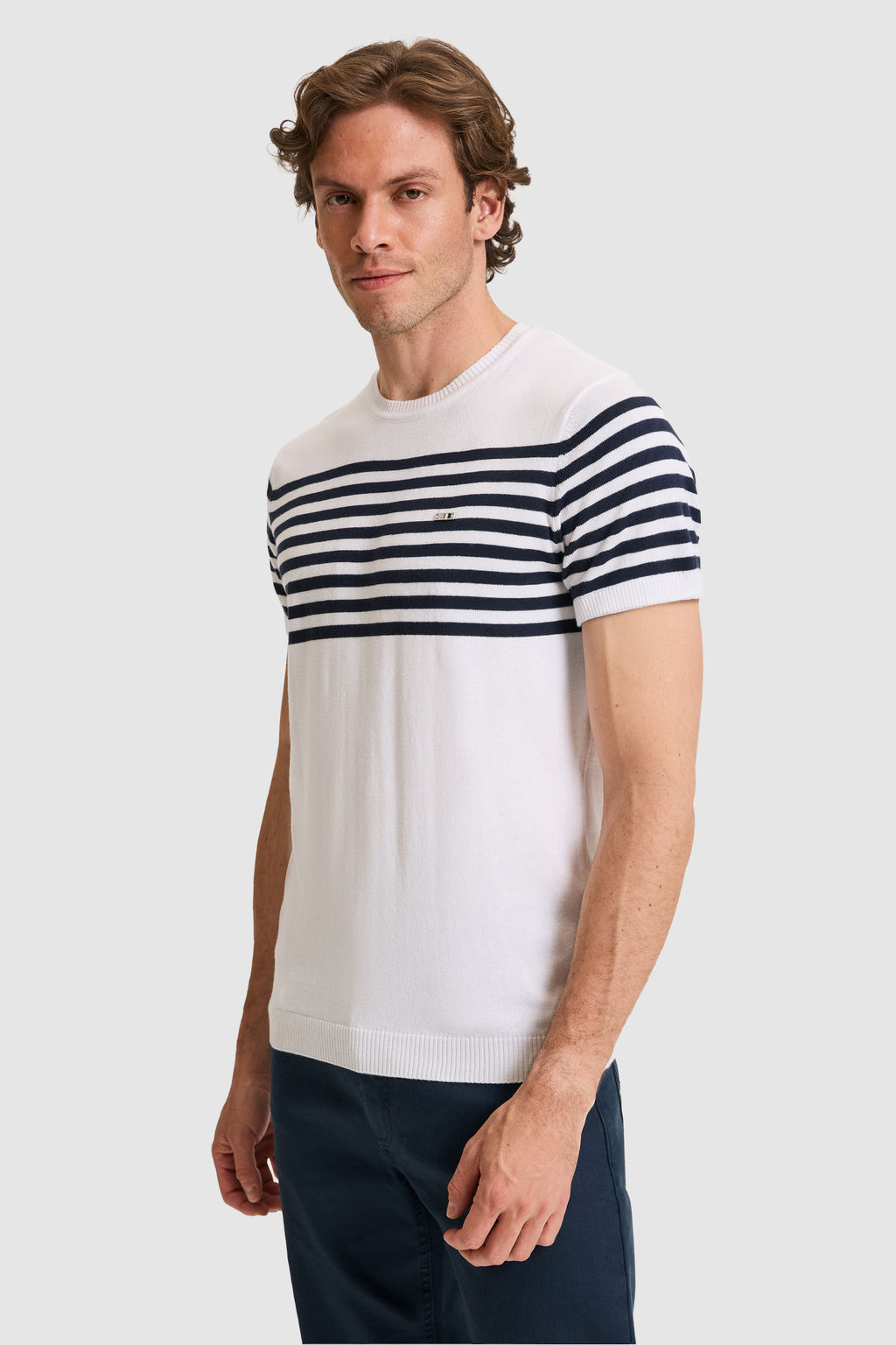 Erkek Slim Fit Bisiklet Yaka Beyaz Triko TiЕГrt - U.s. polo assn фото 3