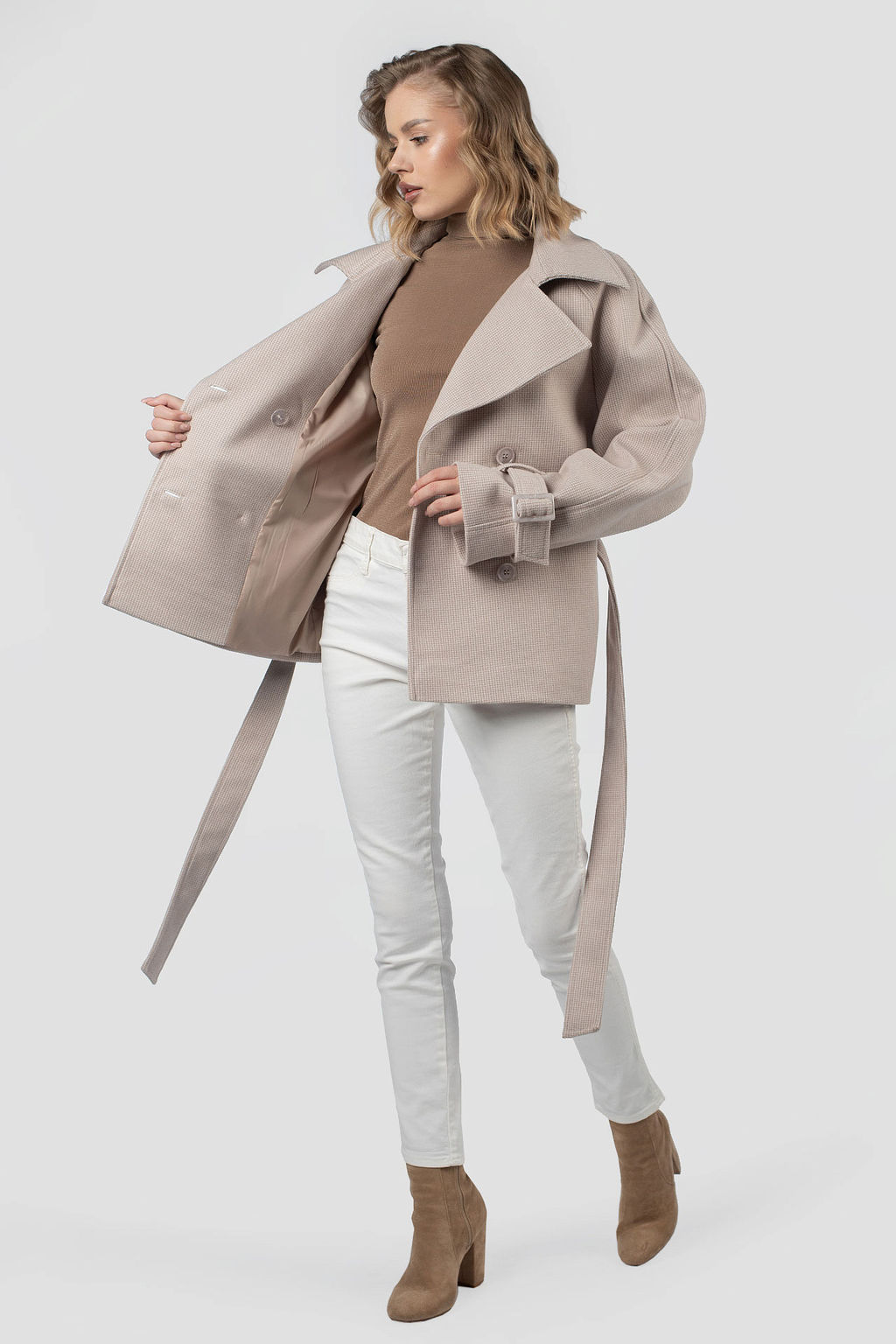 01-12223 Пальто женское демисезонное (пояс) - El podio фото 2