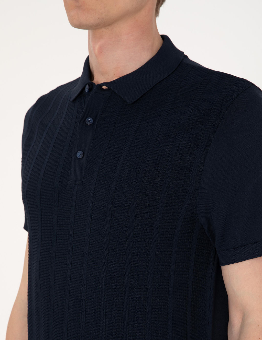 Lacivert Slim Fit Polo Yaka D__meli Triko Ti__rt
