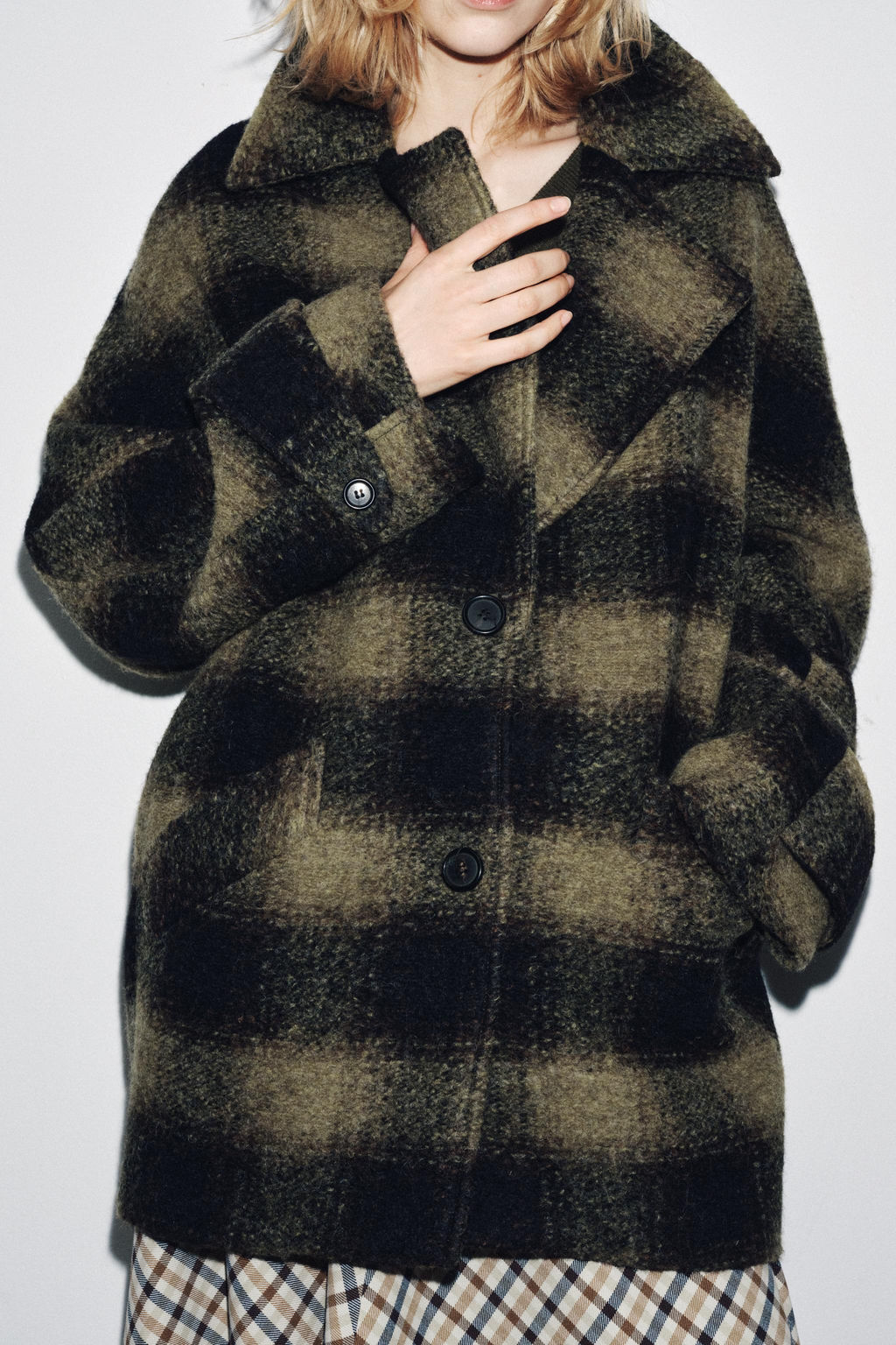 CHECK WOOL BLEND COAT ZW COLLECTION LIMITED EDITION