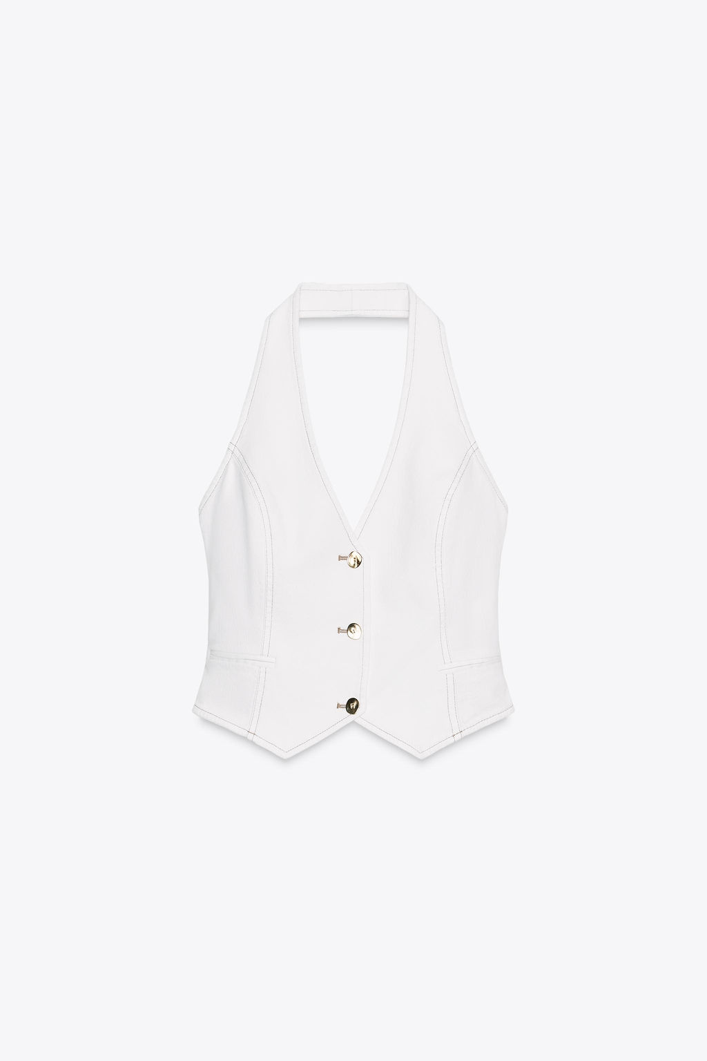Z1975 DENIM CROP HALTER TOP - Zara фото 10
