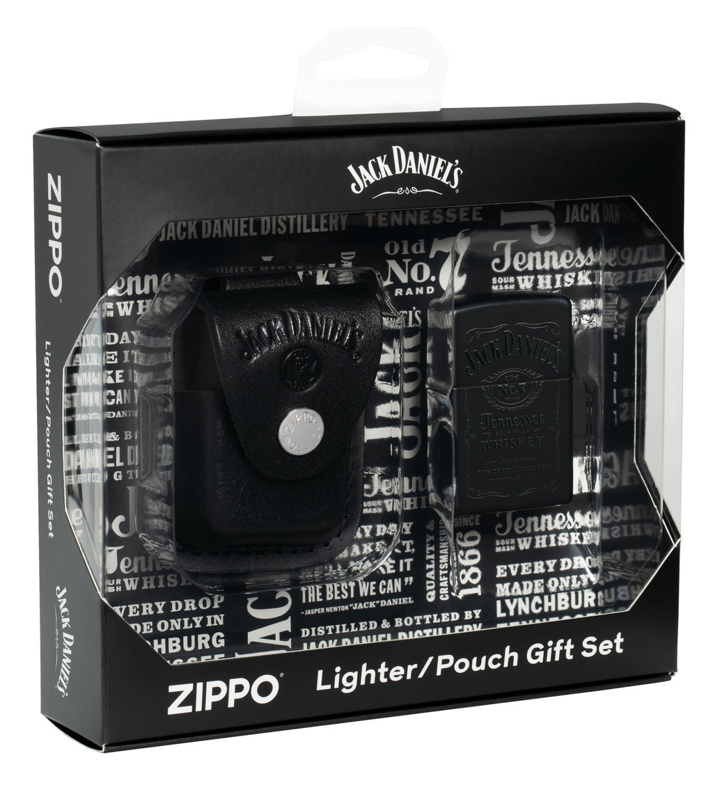 Подарочный набор Джек Дэниэлс | Jack Daniels®: зажигалка и кожаный чехол ZIPPO 48460